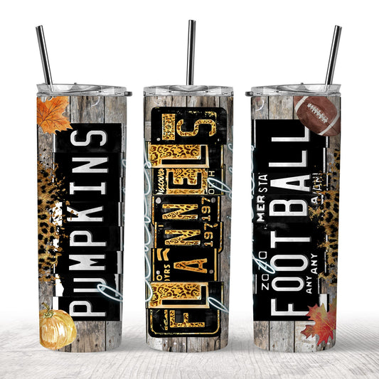 Pumpkin Flannel Football Tumbler