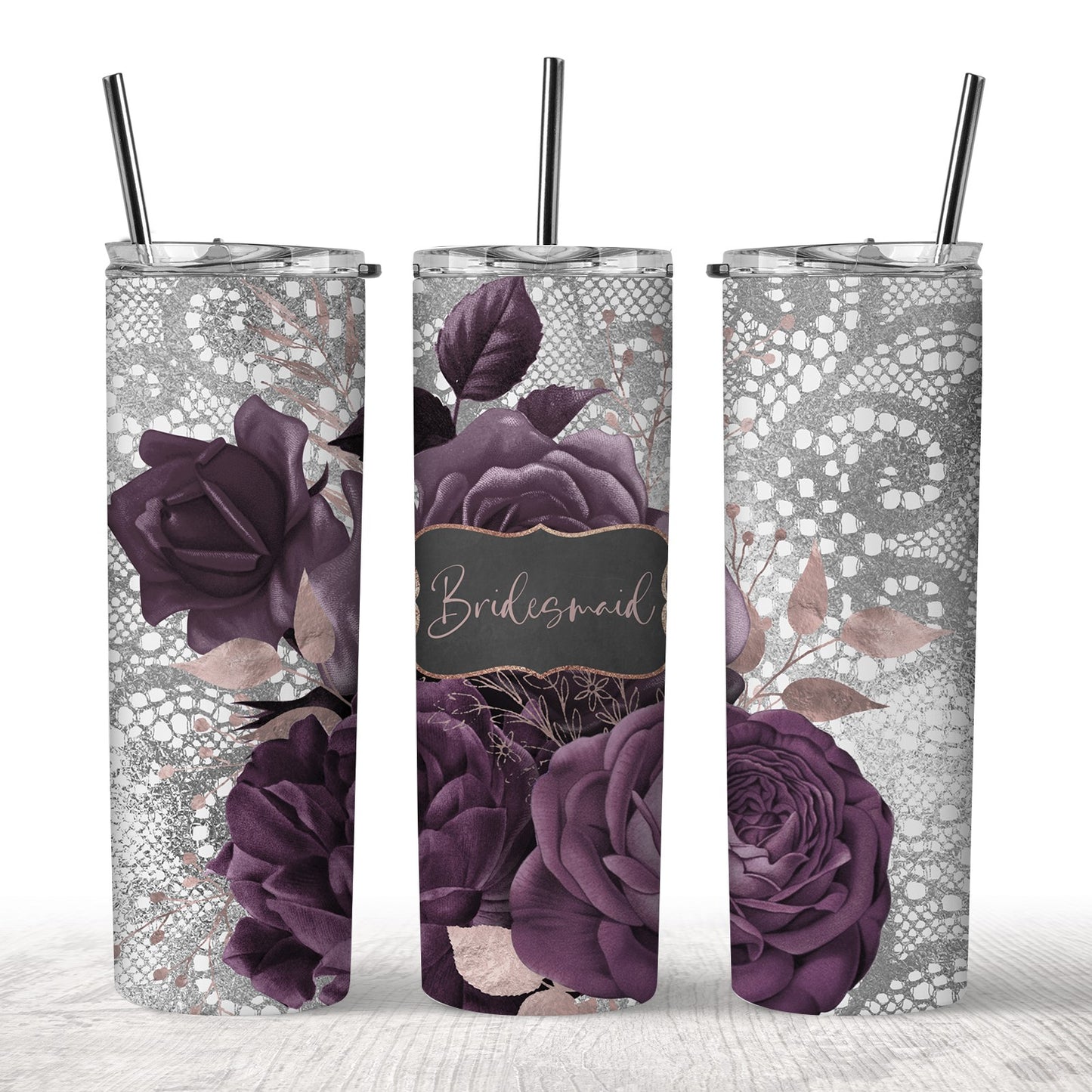 Purple Flower Bridesmaid Tumbler