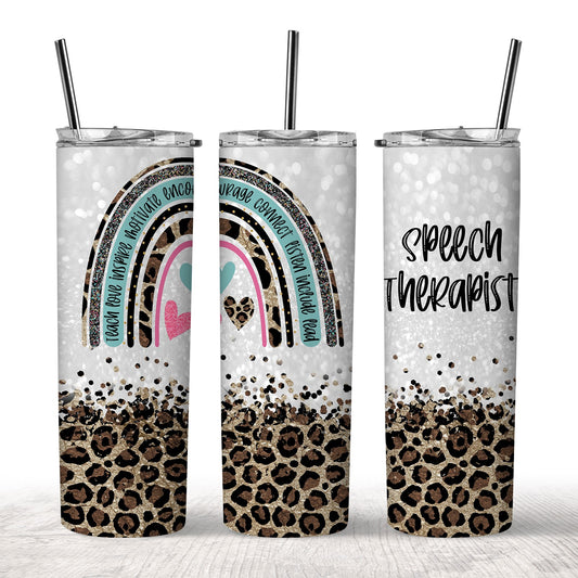 Speech Therapy Leopard Tumbler