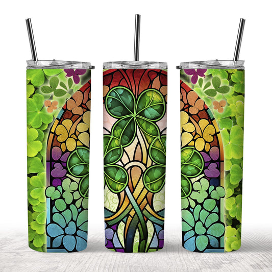 Stained Glass Clover Tumbler