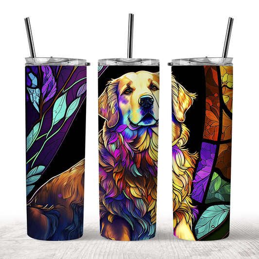 Stained Glass Golden Retriever Tumbler