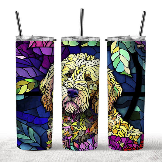 Stained Glass Goldendoodle Tumbler