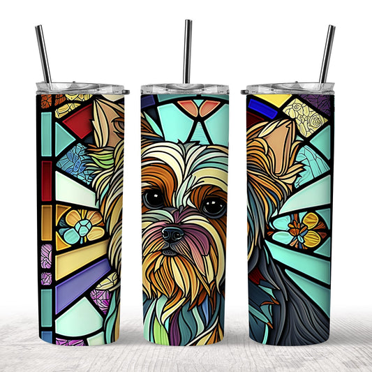 Stained Glass Yorkie Tumbler