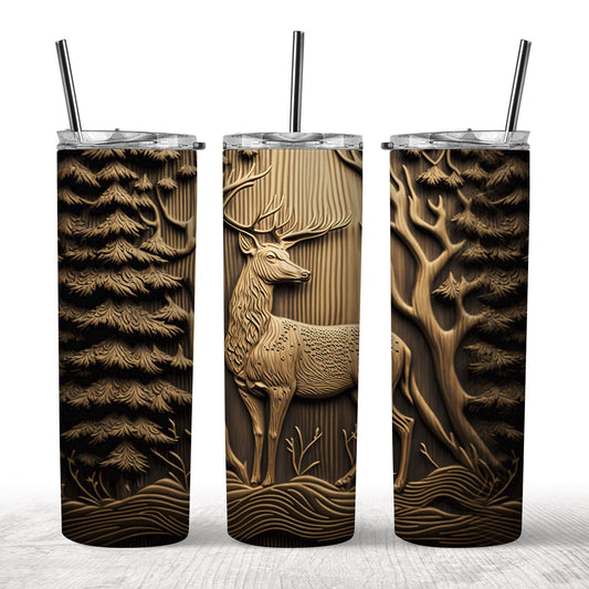 3D Wooden Deer Tumbler